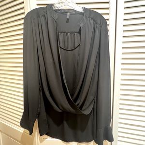 BCBG MAXAZRIA Black Long Sleeve Blouse  Size M
JAKLYN DRAPED FRONT BLOUSE